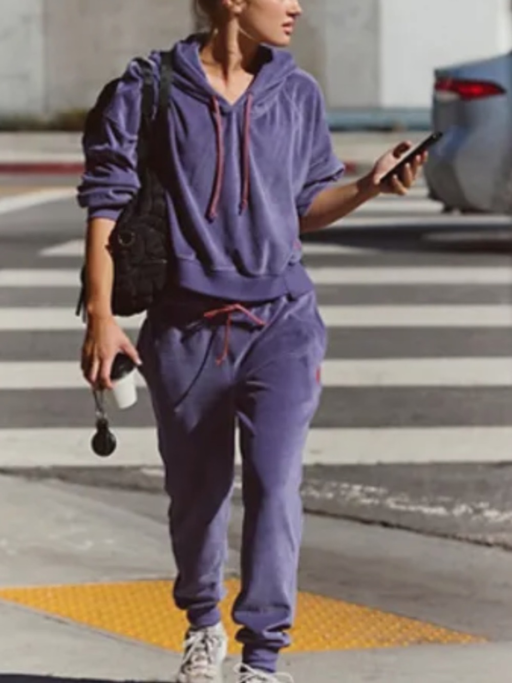 Free People Movement Undefeated Velour Set Purple Jogger Lounge Women's XL NWT